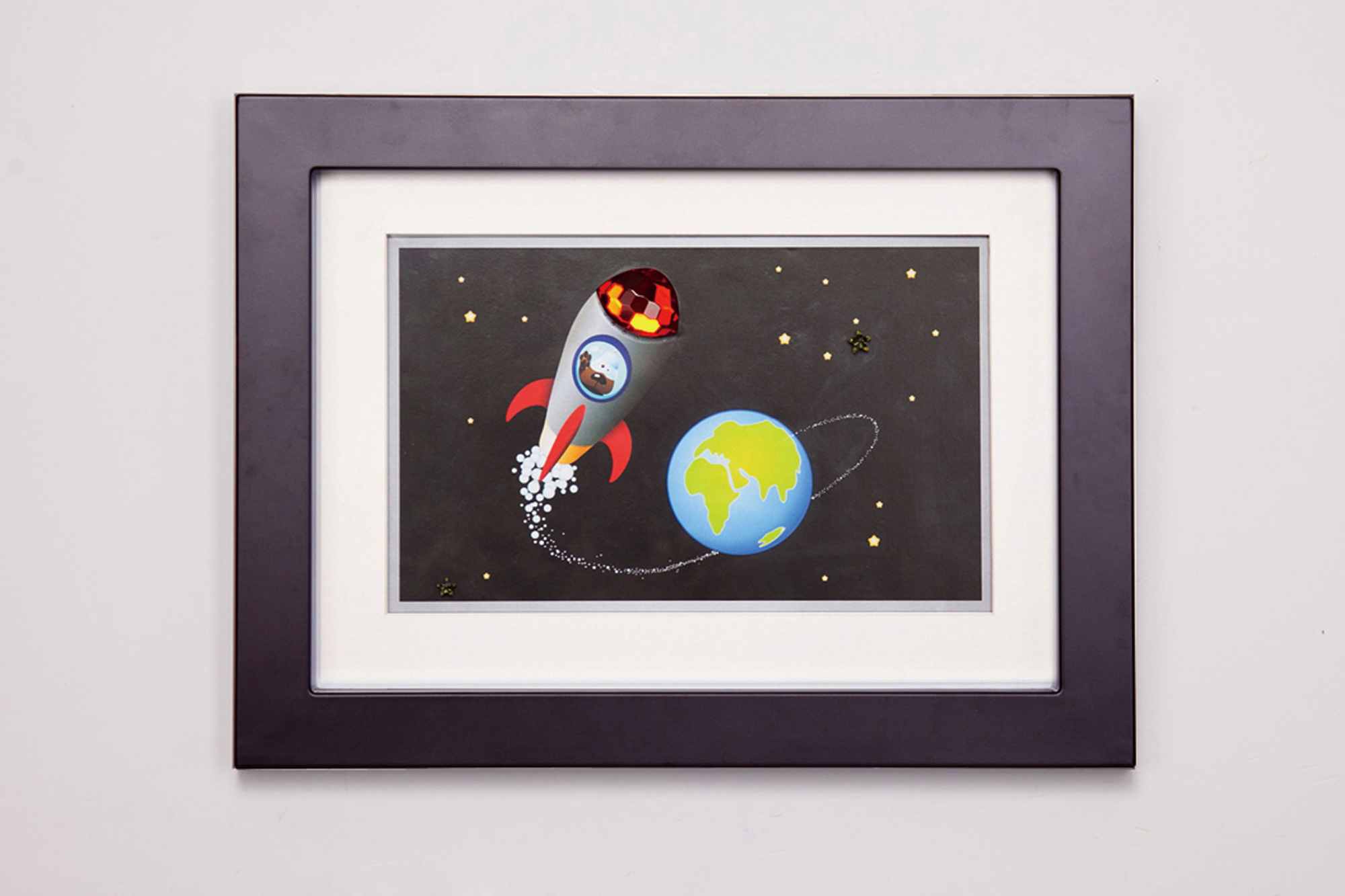 IL70524  Bambino Rocket In Space Crystal Art